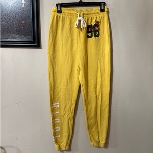 F21 Yellow Joggers with Graphic Print Pants